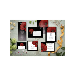 Wedding Red Poppy Best Day Ever Floral Napkins