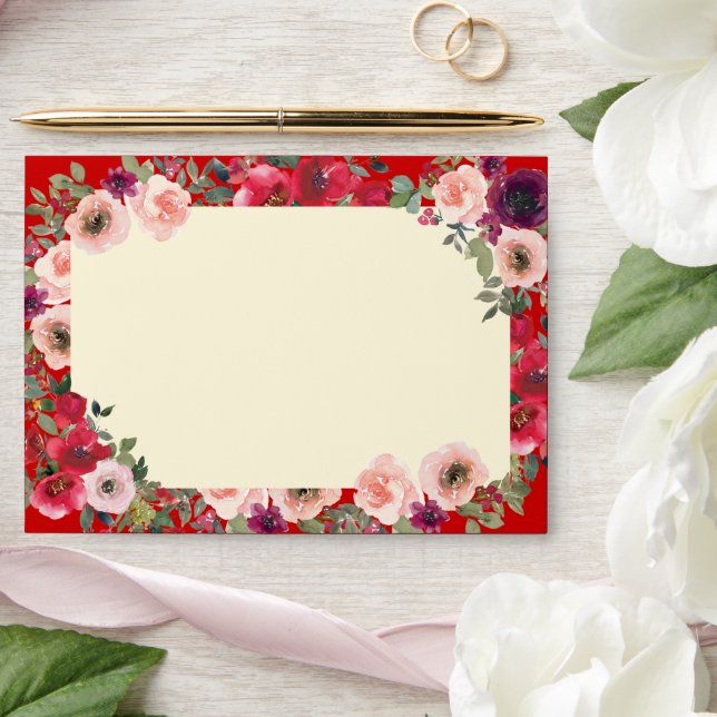 Wedding red purple floral garden return address envelope (Wedding)