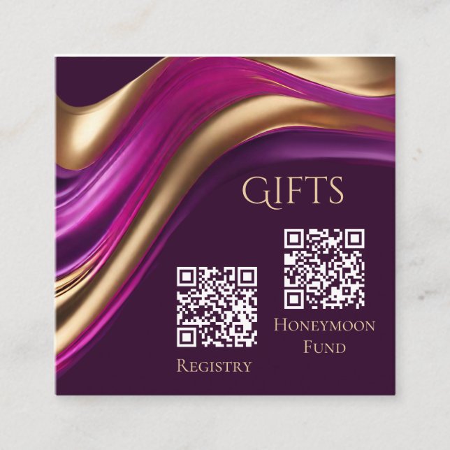 Wedding Registry and Honeymoon Fund-Modern- Square Business Card (Front)