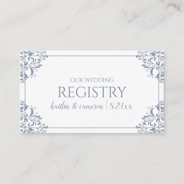 Wedding Registry Cards - Nadine - Dusty Blue (Front)