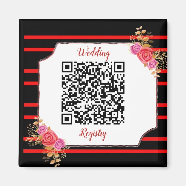Wedding Registry Custom QR Code and Text Magnet (Front)