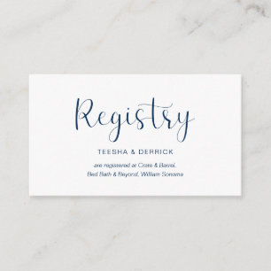 Wedding Registry, Minimal design, Navy blue font Enclosure Card