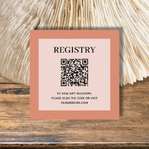 Wedding Registry QR Code Coral Enclosure Card