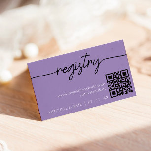 Wedding Registry QR Code Lavender Purple Enclosure Card