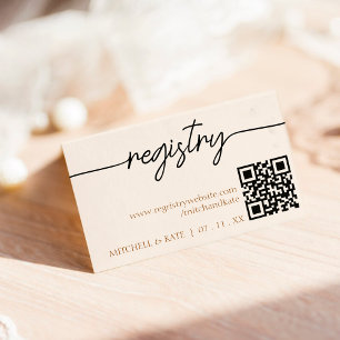 Wedding Registry QR Code Tan Brown Enclosure Card