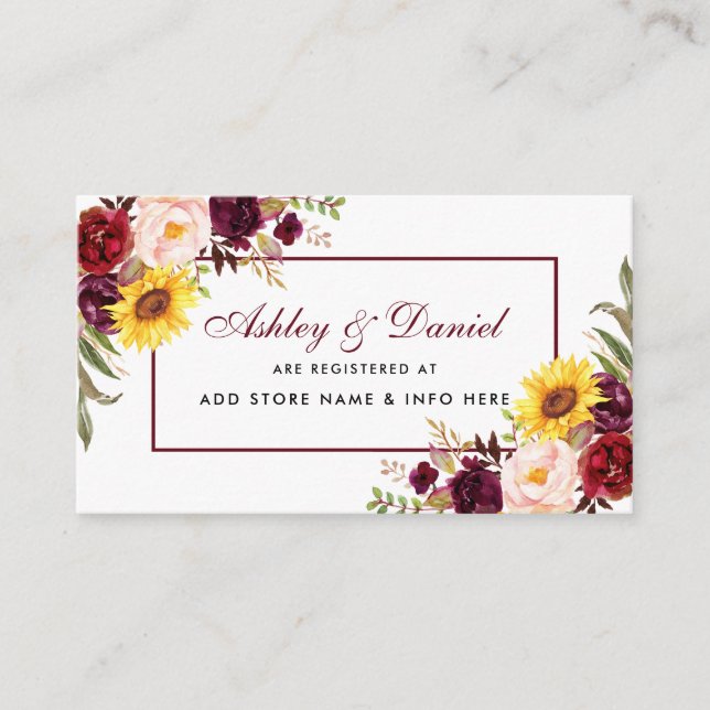 Wedding Registry Watercolor Floral Insert Card (Front)