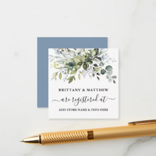 Wedding Registry Watercolor Greenery Dusty Blue Enclosure Card