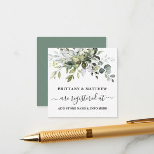 Wedding Registry Watercolor Greenery Sage Green Enclosure Card