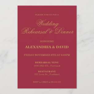 Wedding Rehearsal and Dinner Invitation Red Black