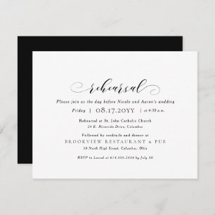 Wedding rehearsal and dinner simple elegant invitation