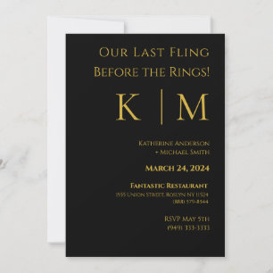 Wedding Rehearsal-Black and Gold- Invitation