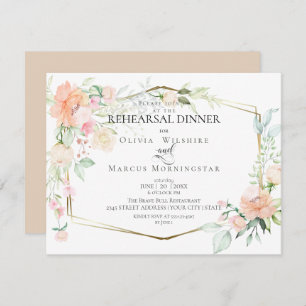WEDDING REHEARSAL   Coral Watercolor Spring Blooms Invitation