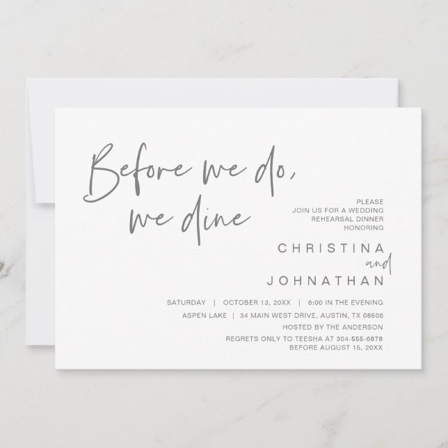 Wedding Rehearsal Dinner, Before We Do, We Dine Invitation (Front)