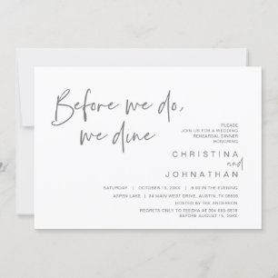 Wedding Rehearsal Dinner, Before We Do, We Dine Invitation