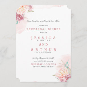 Wedding Rehearsal Dinner Blush and Blooms Invitation