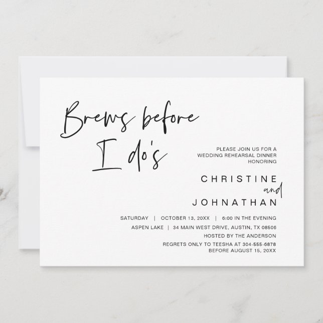 Wedding Rehearsal Dinner, Brew Before I Do's Invitation (Front)