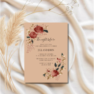 Wedding Rehearsal Dinner Burgundy Rose Autumn Invitation
