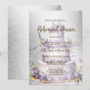 Wedding Rehearsal Dinner Cake Lavender Floral Invitation