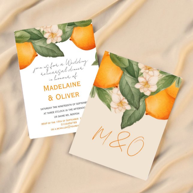 Wedding Rehearsal Dinner Citrus Orange Modern  Invitation (Creator Uploaded)