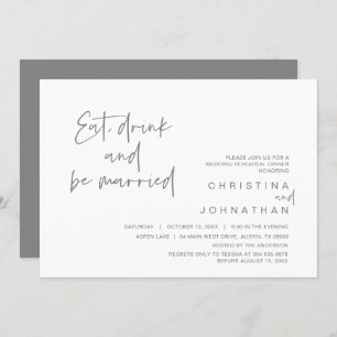 Wedding Rehearsal Dinner, Eat Drink and be married Invitation