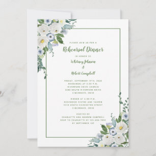 Wedding Rehearsal Dinner Elegant Floral Green Chic Invitation