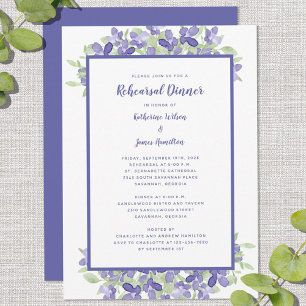 Wedding Rehearsal Dinner Elegant Floral Very Peri Invitation