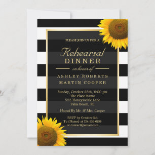 Wedding Rehearsal Dinner Elegant Sunflowers Decor Invitation