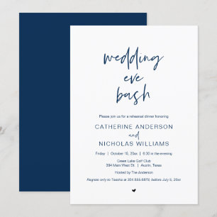 Wedding Rehearsal Dinner, eve bash celebration Inv Invitation