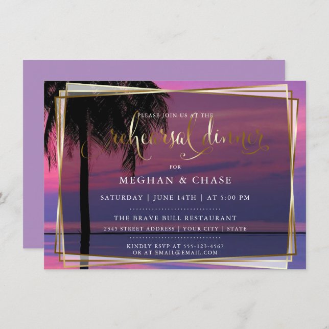 Wedding Rehearsal Dinner  | Exotic Tropical Night Invitation (Front/Back)
