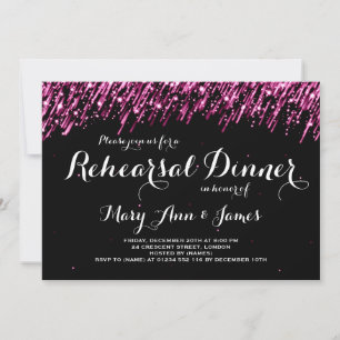 Wedding Rehearsal Dinner Falling Stars Pink Invitation
