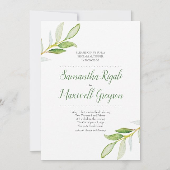 Wedding Rehearsal Dinner Invitation (Front)