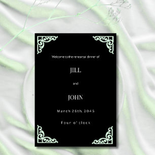 Wedding Rehearsal Dinner Invitation Black Green