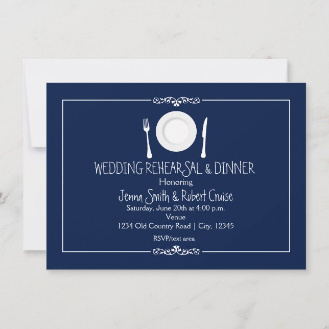 Wedding Rehearsal Dinner Invitations -ANY COLOR (Front)