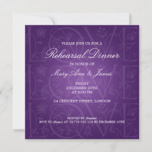 Wedding Rehearsal Dinner Love Flourish Purple Invitation