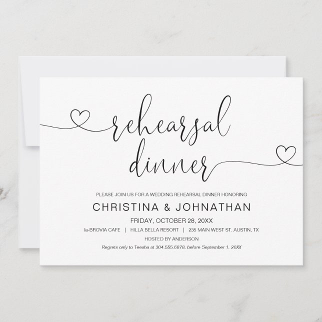 Wedding Rehearsal Dinner, Modern calligraphy Invit Invitation (Front)