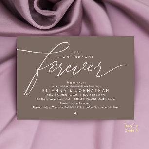 Wedding Rehearsal Dinner, Modern Elegant Script Invitation