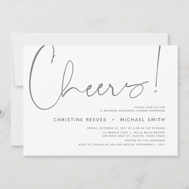 Wedding Rehearsal Dinner, Modern Minimalist Theme Invitation (Front)