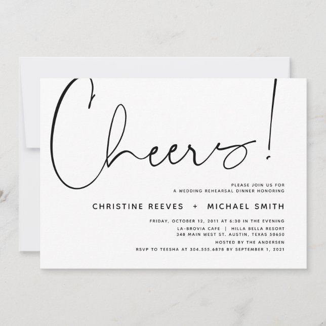 Wedding Rehearsal Dinner, Modern Minimalist Theme Invitation (Front)