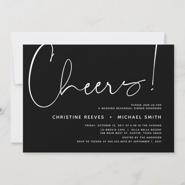 Wedding Rehearsal Dinner, Modern Minimalist Theme Invitation (Front)