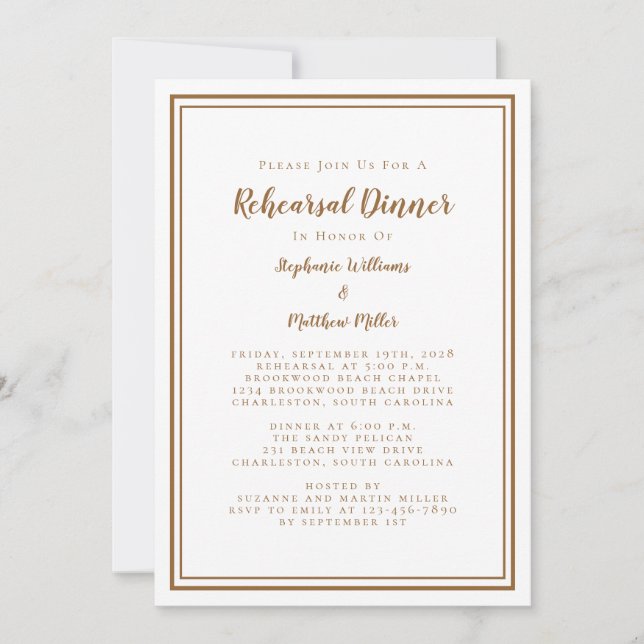 Wedding Rehearsal Dinner Modern Simple Fall Brown Invitation (Front)