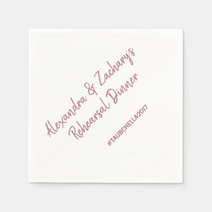Wedding Rehearsal Dinner Napkins Hashtag Rose Gold