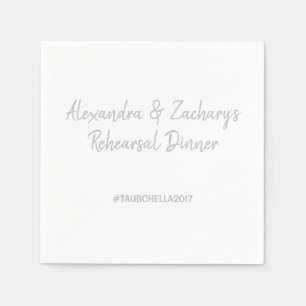 Wedding Rehearsal Dinner Napkins Hashtag Silver