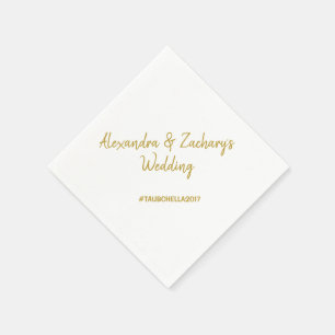 Wedding Rehearsal Dinner Napkins with Hashtag Gold