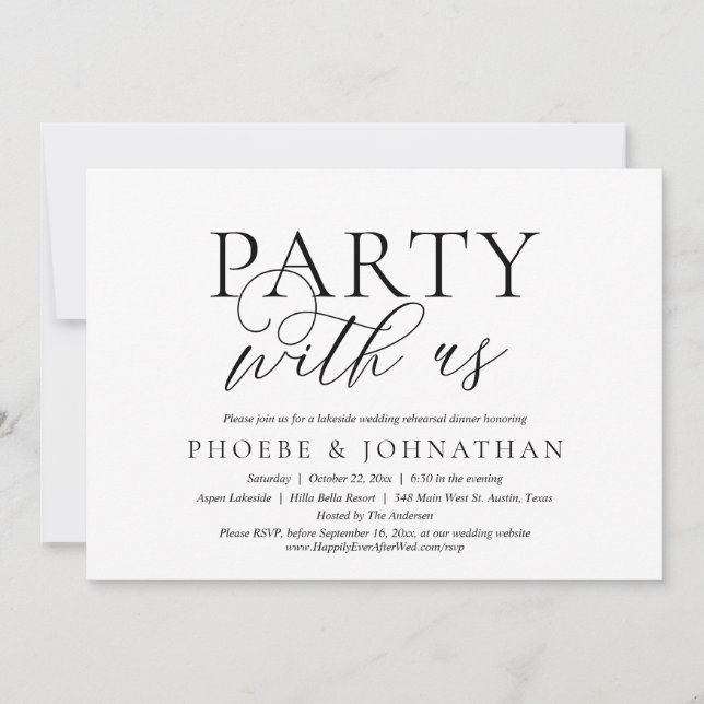 Wedding Rehearsal Dinner Party With Us Invitation (Front)