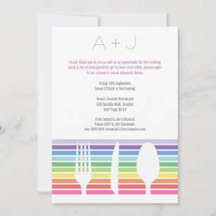 Wedding Rehearsal Dinner Rainbow Cutlery Invite