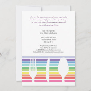 Wedding Rehearsal Dinner Rainbow Cutlery Invite