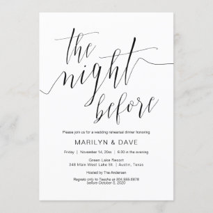 Wedding Rehearsal Dinner, Simple Black Calligraphy Invitation