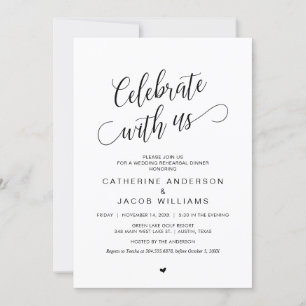 Wedding Rehearsal Dinner, Simple Classy Black, Inv Invitation