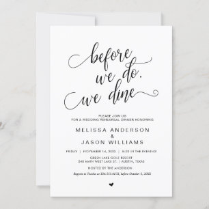 Wedding Rehearsal Dinner, Simple Classy Black, Invitation