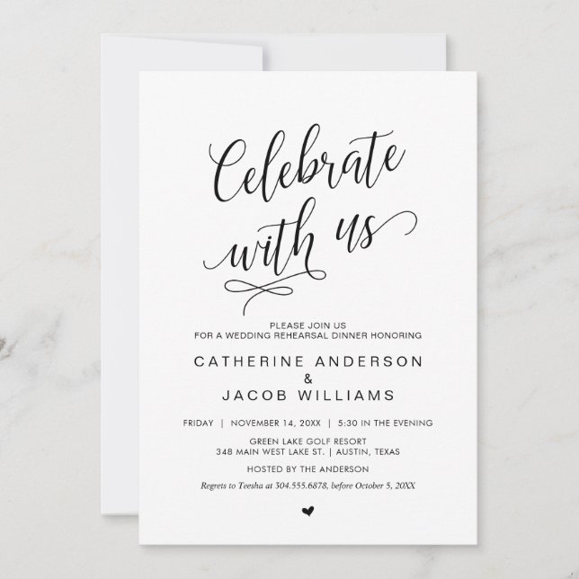 Wedding Rehearsal Dinner, Simple Classy Black, Invitation (Front)